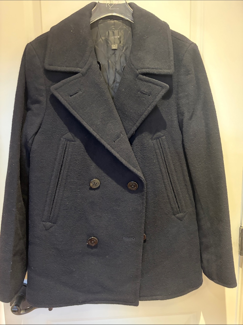 J. Crew Double-Breasted Peacoat in Navy Blue
